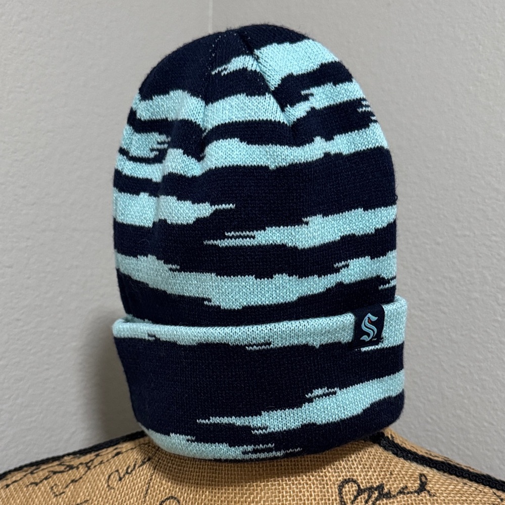 Striped Seattle Kraken Beanie